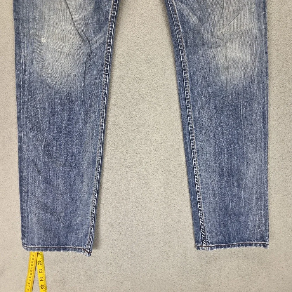 Diesel Jeans Mens 33x34 Blue Iakop Regular Slim Tapered Button Fly 0805Q